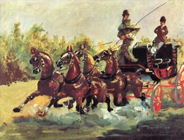  Alphons Lienzo - Conde Alphonse de Toulouse Lautrec conduciendo un enganche de cuatro caballos 1881 Toulouse Lautrec Henri de